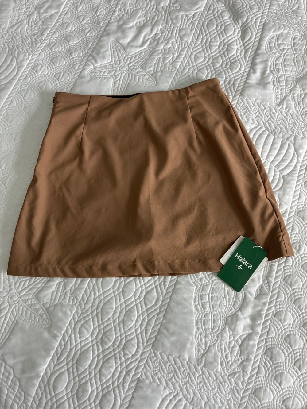 HALARA Tan Brown Mini Skort with A-Line Silhouette